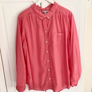 NWOT Old Navy XXL Coral 100% Cotton Button Down Collar Shirt Blouse Orange Pink